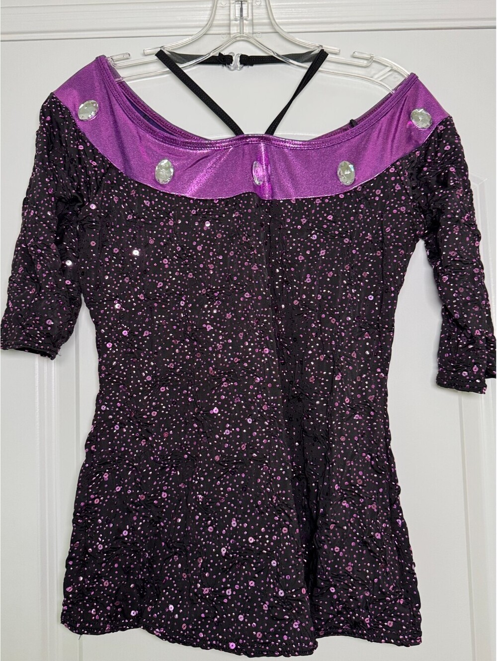 Women’s “Steppen Out” Jazz Dance Top Costume, Black, Large (L)